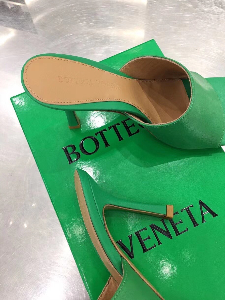 Bottega Veneta Stretch Mules 90mm In Green Lambskin