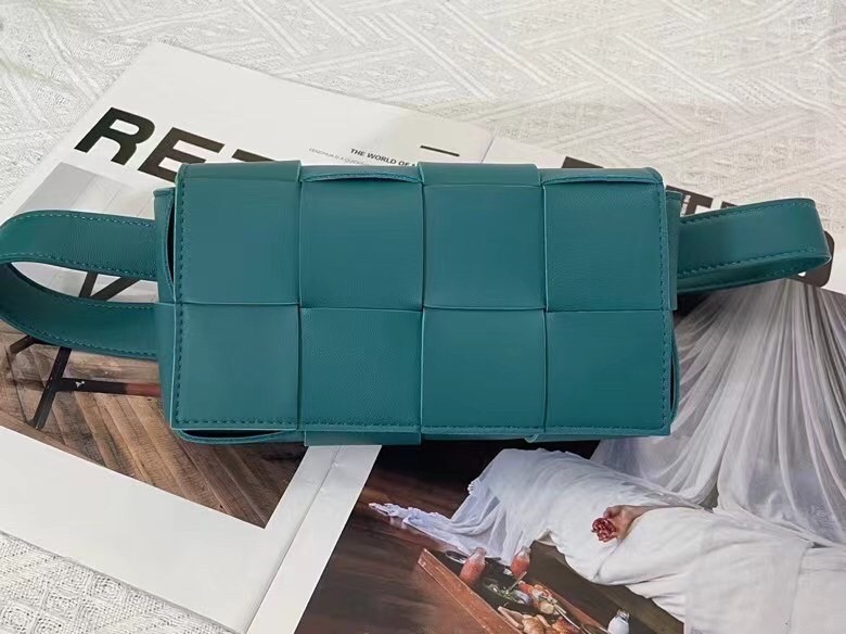 Bottega Veneta Cassette Belt Bag In Mallard Intrecciato Leather