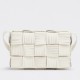 Bottega Veneta Cassett Fringed Bag In White Lambskin