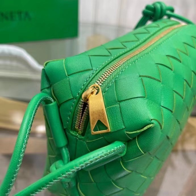 Bottega Veneta Mini Loop Bag In Green Intrecciato Lambskin