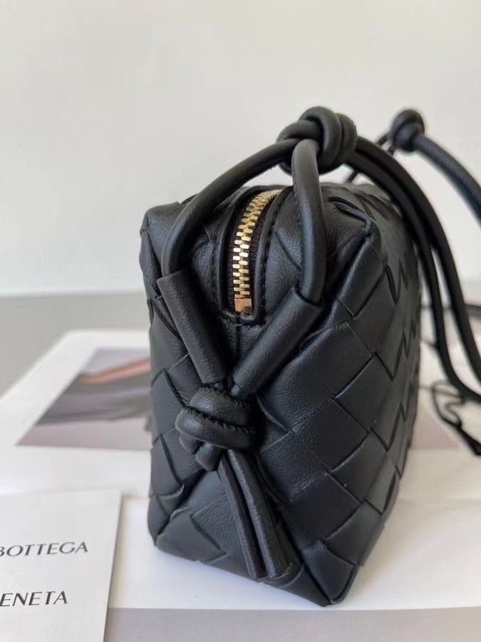 Bottega Veneta Mini Loop Bag In Black Intrecciato Lambskin