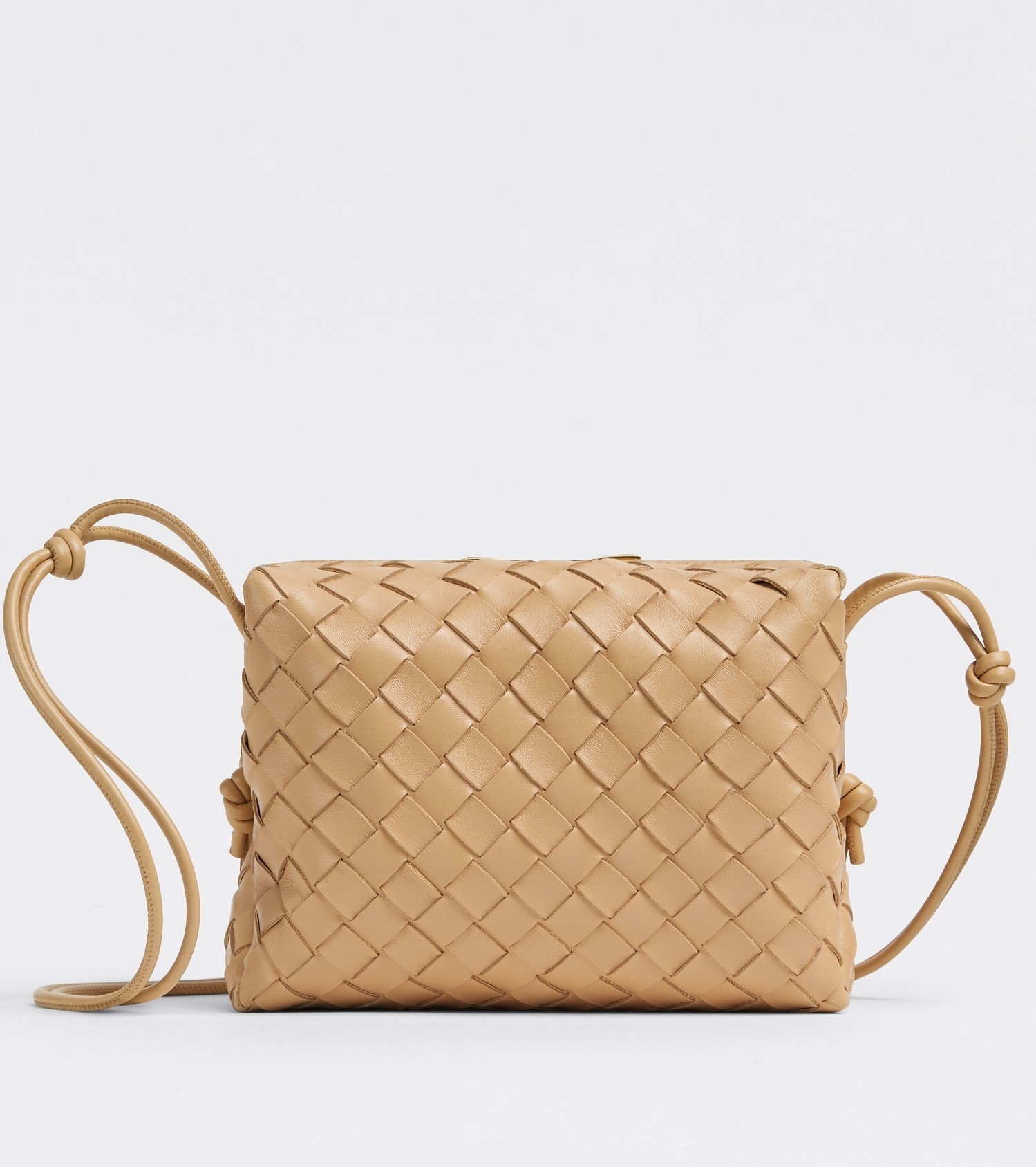 Bottega Veneta Small Loop Bag In Beige Intrecciato Lambskin