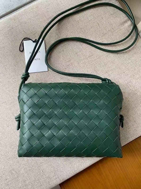 Bottega Veneta Small Loop Bag In Raintree Intrecciato Lambskin