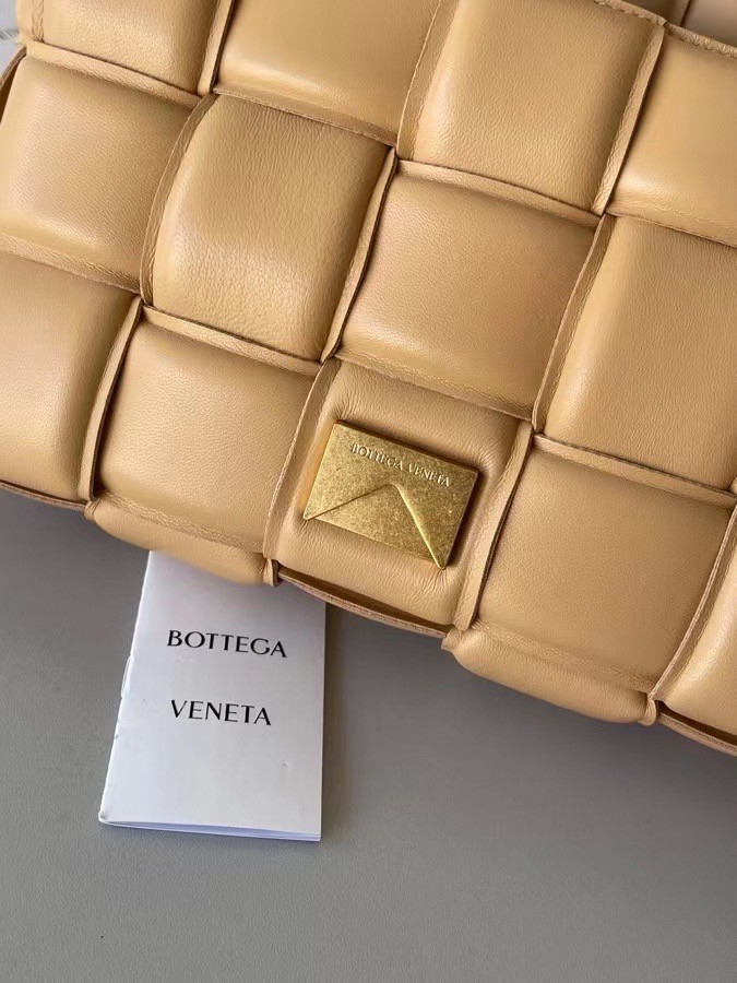 Bottega Veneta Padded Cassette Bag In Almond Lambskin