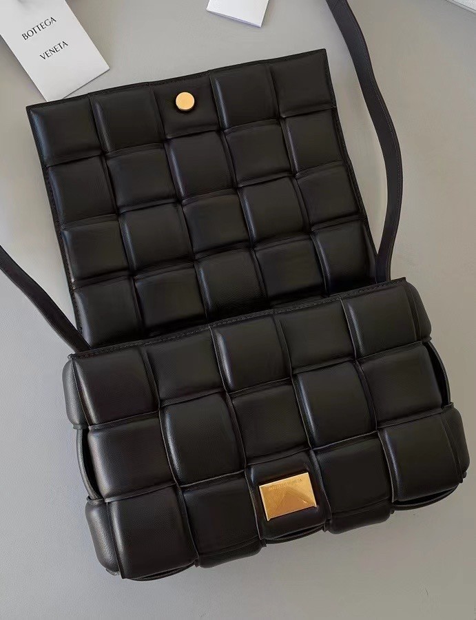 Bottega Veneta Padded Cassette Bag In Black Lambskin