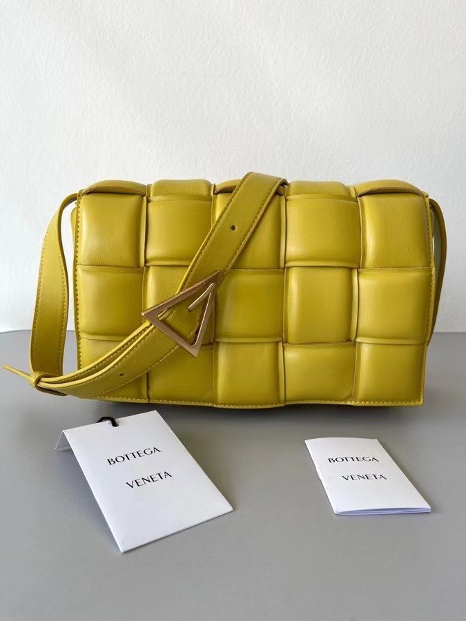 Bottega Veneta Padded Cassette Bag In Yellow Lambskin