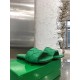 Bottega Veneta Lido Slides In Green Intreccio Lambskin