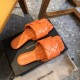 Bottega Veneta Lido Slides In Orange Intreccio Lambskin