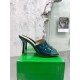 Bottega Veneta Stretch Mules 90mm In Blue Patent Leather