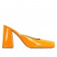 Bottega Veneta Tower Mules In Orange Patent Calfskin