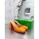 Bottega Veneta Tower Mules In Orange Patent Calfskin