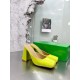 Bottega Veneta Tower Mules In Yellow Patent Calfskin