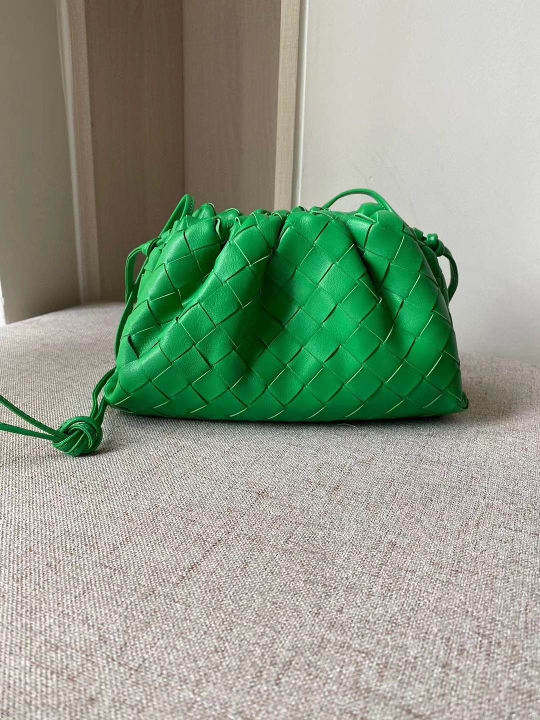 Bottega Veneta Mini Pouch In Green Intrecciato Lambskin