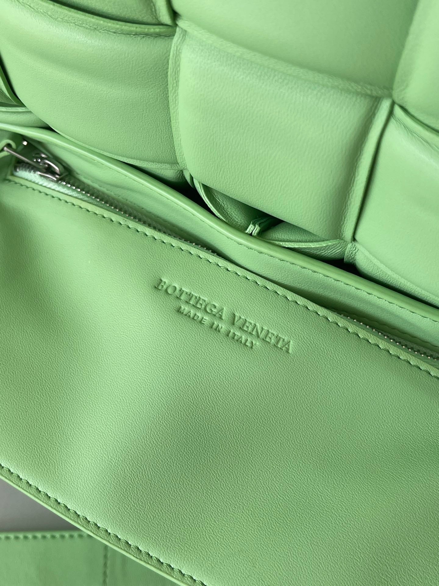 Bottega Veneta Padded Cassette Bag In Acid Green Lambskin