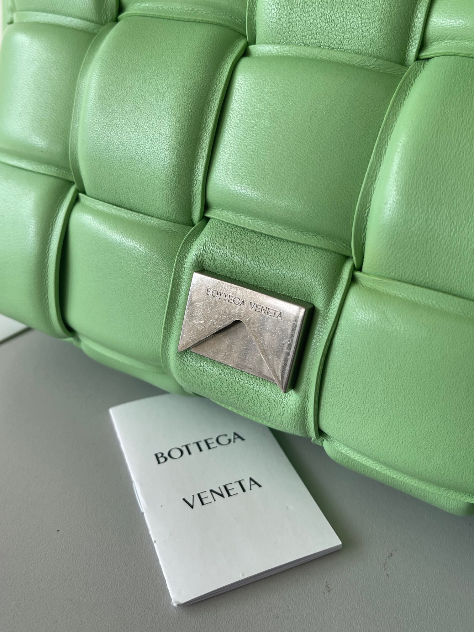 Bottega Veneta Padded Cassette Bag In Acid Green Lambskin