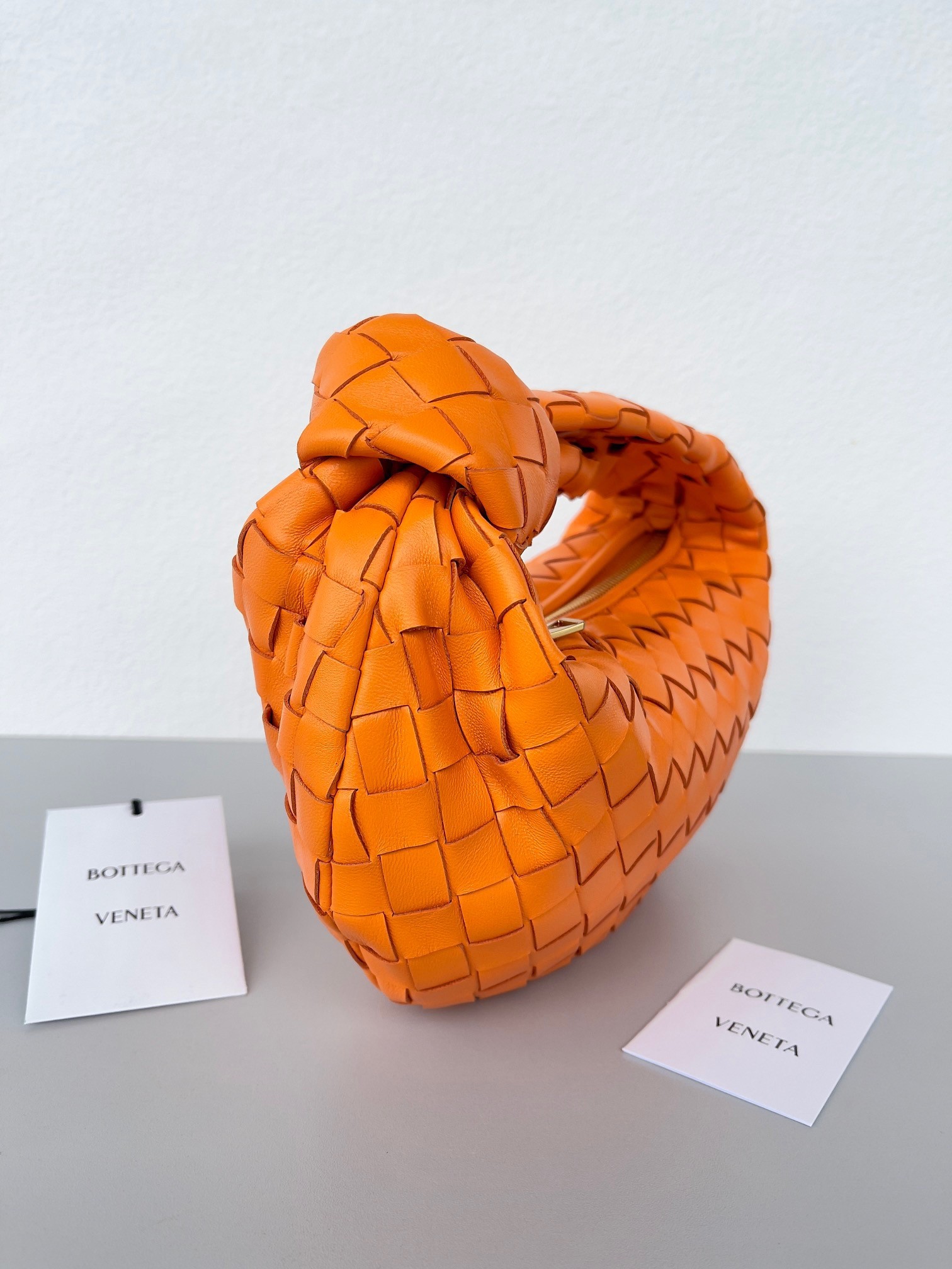 Bottega Veneta BV Jodie Mini Bag In Orange Intrecciato Lambskin