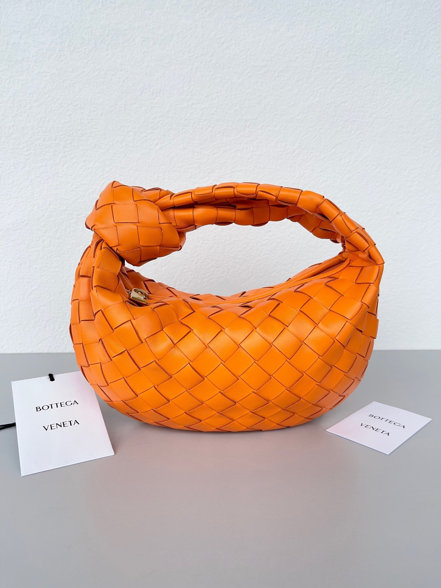 Bottega Veneta BV Jodie Mini Bag In Orange Intrecciato Lambskin