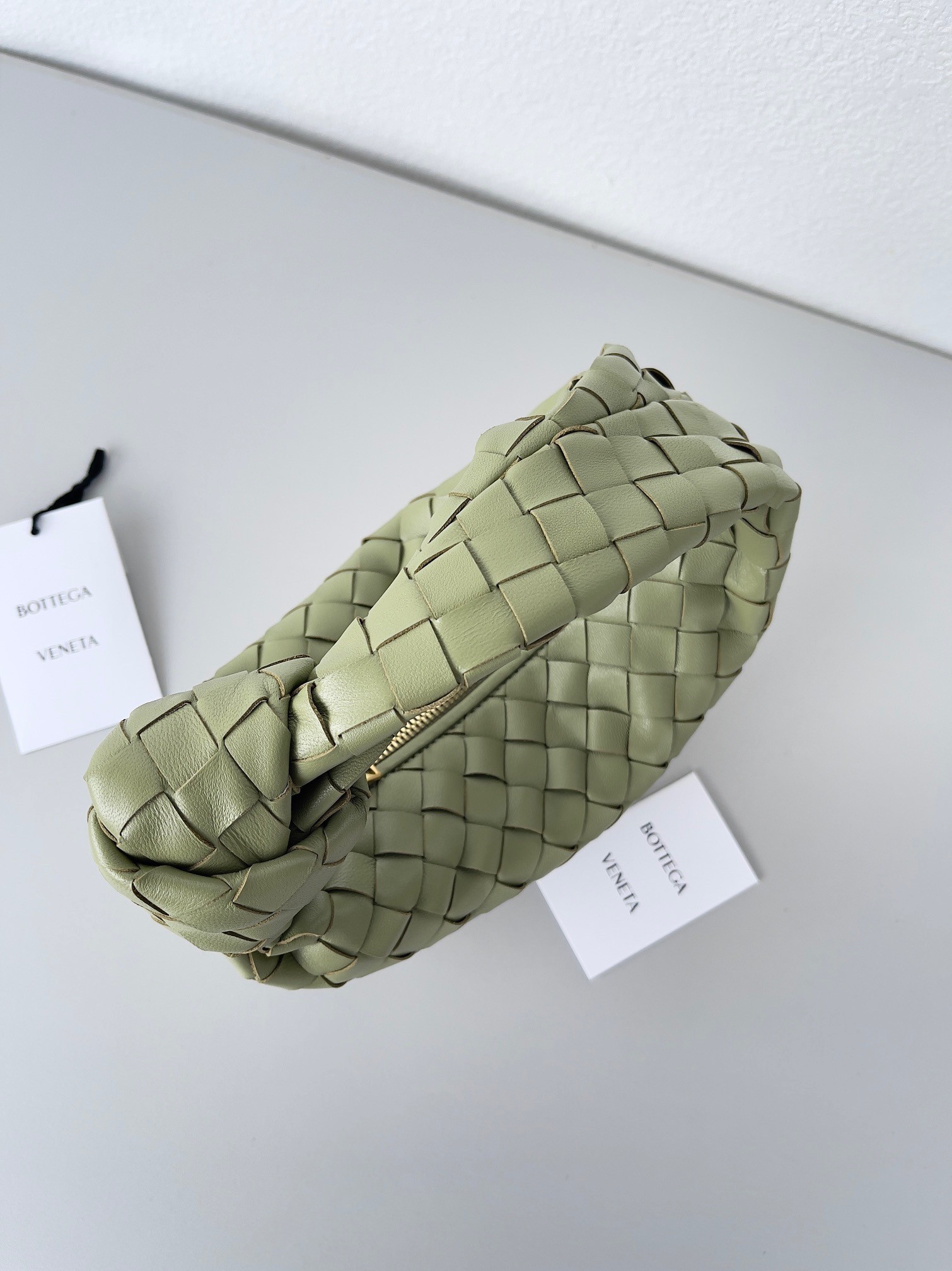 Bottega Veneta BV Jodie Mini Bag In Travertine Intrecciato Lambskin