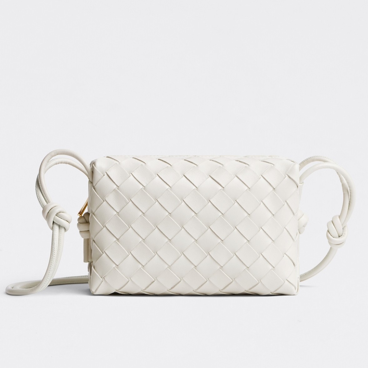 Bottega Veneta Loop Mini Bag In White Intrecciato Lambskin