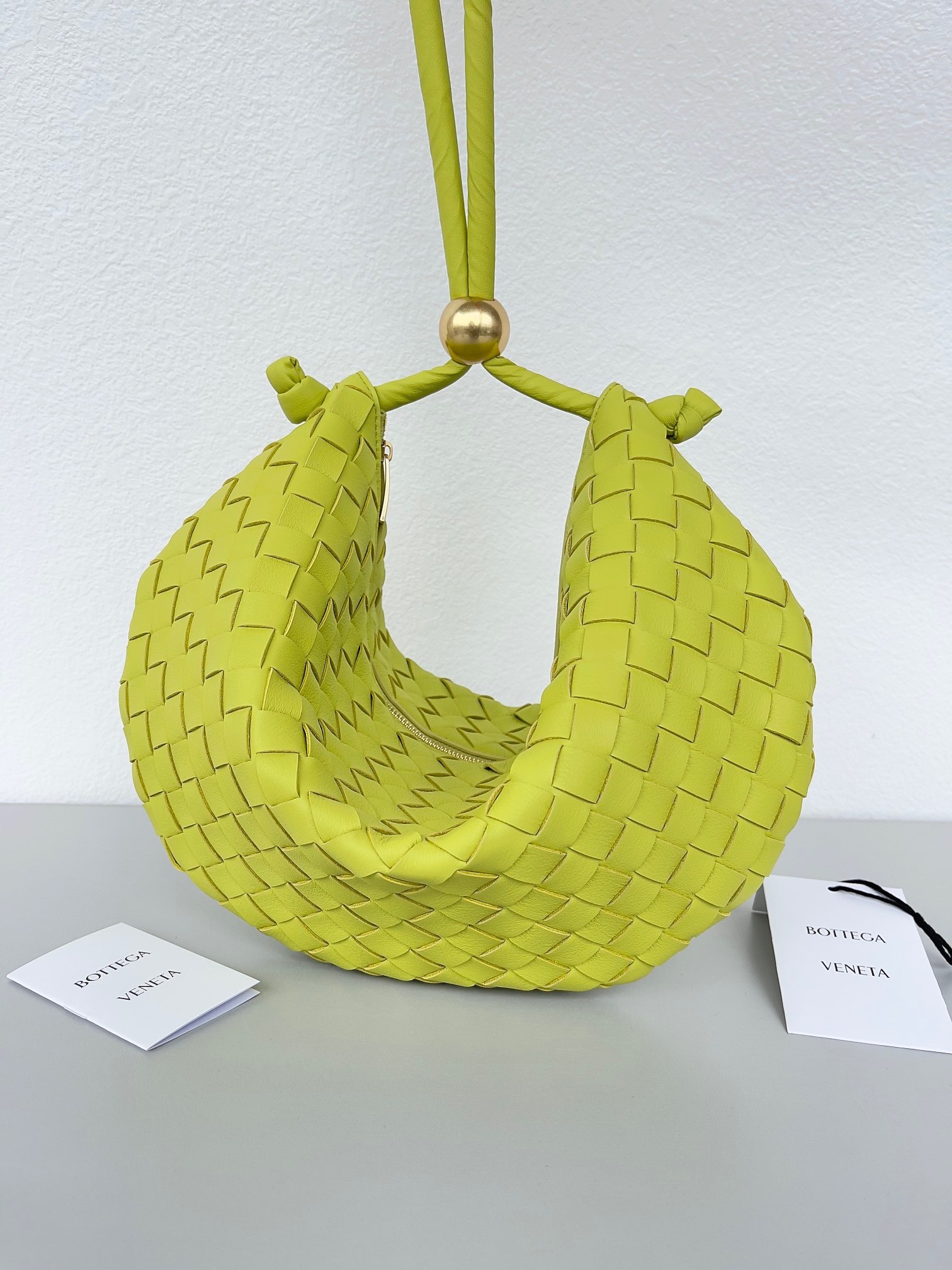 Bottega Veneta Turn Bag In Acid Kiwi Intrecciato Lambskin