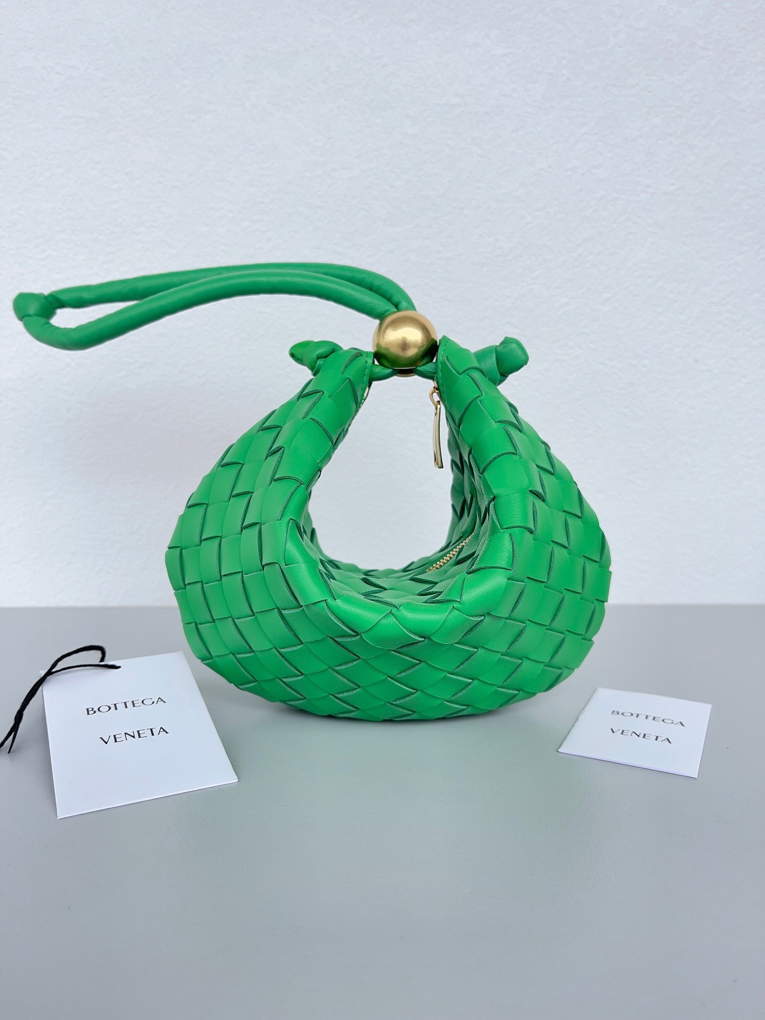 Bottega Veneta Turn Bag In Green Intrecciato Lambskin