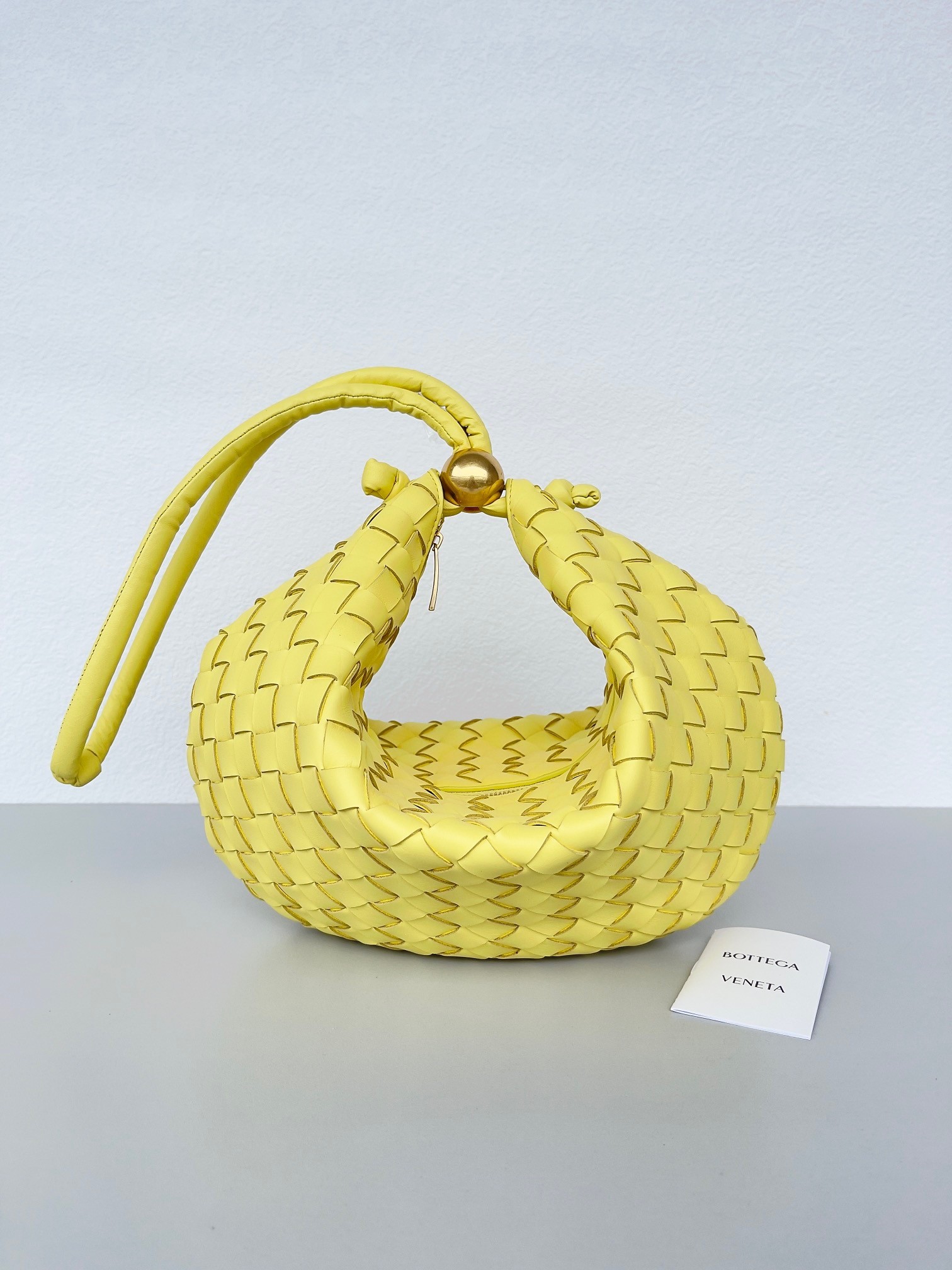 Bottega Veneta Turn Bag In Yellow Intrecciato Lambskin