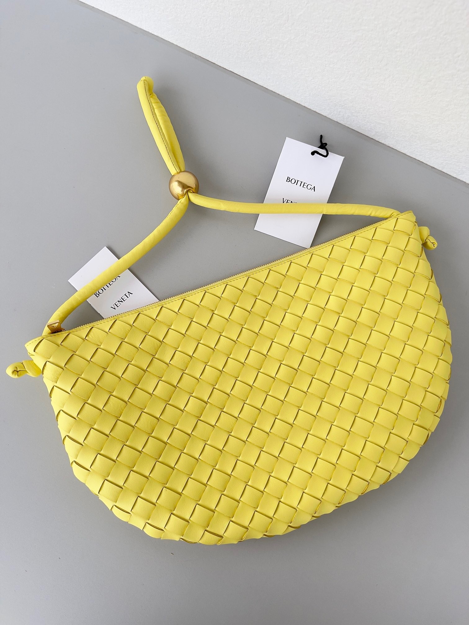 Bottega Veneta Turn Bag In Yellow Intrecciato Lambskin