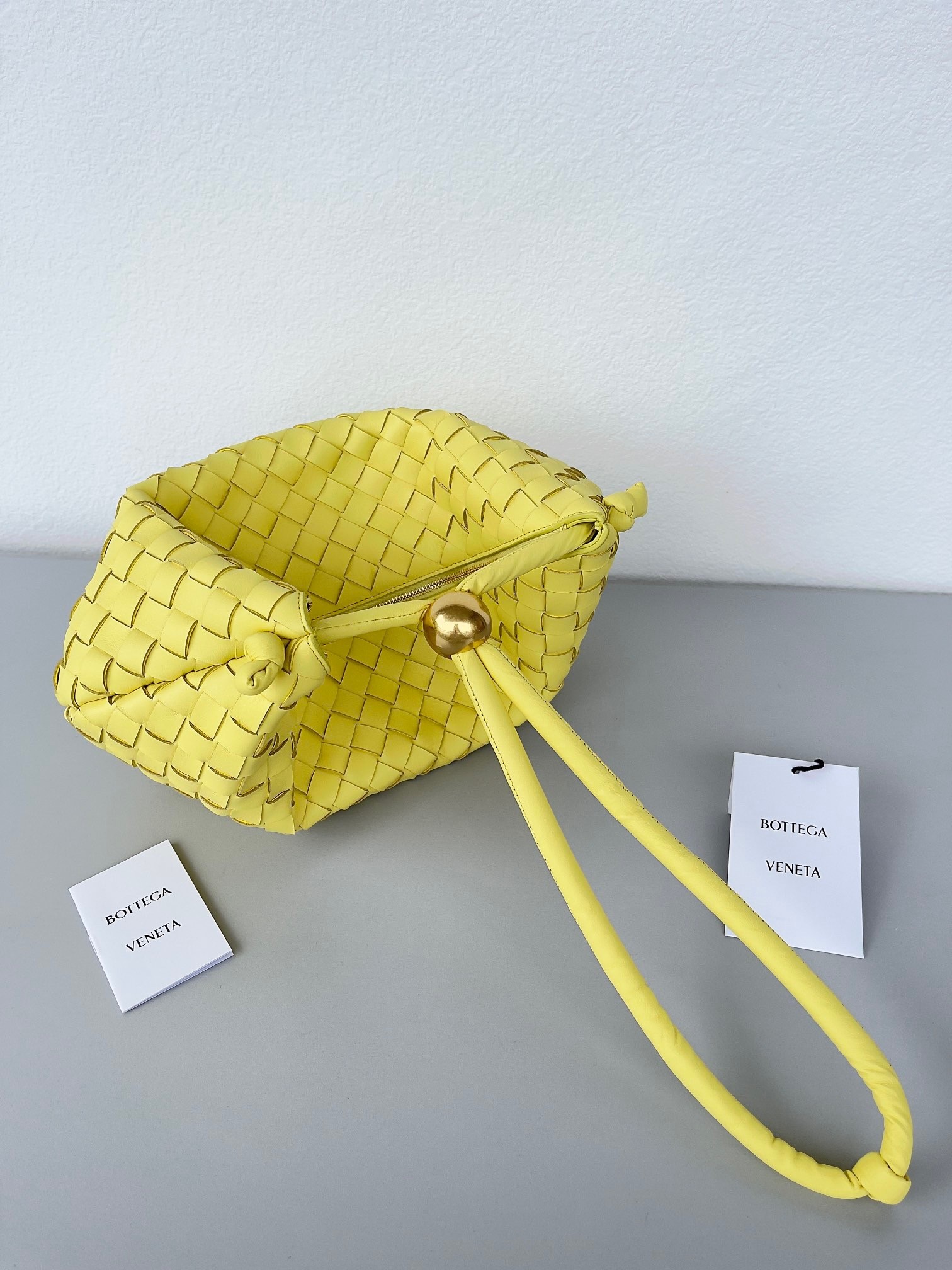 Bottega Veneta Turn Bag In Yellow Intrecciato Lambskin