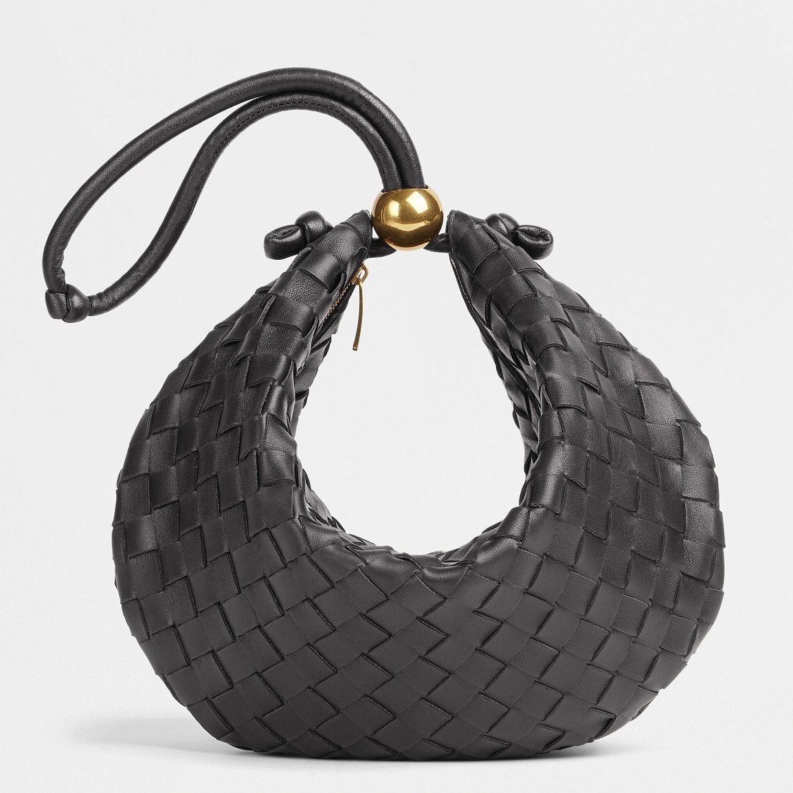 Bottega Veneta Turn Bag In Black Intrecciato Lambskin