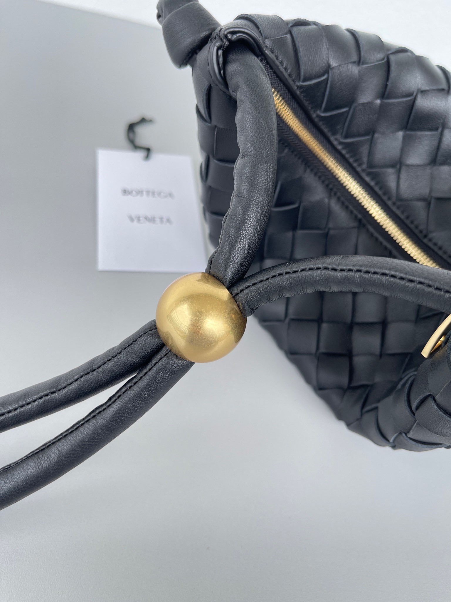 Bottega Veneta Turn Bag In Black Intrecciato Lambskin