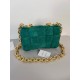 Bottega Veneta Chain Cassette Bag In Emerald Green Suede