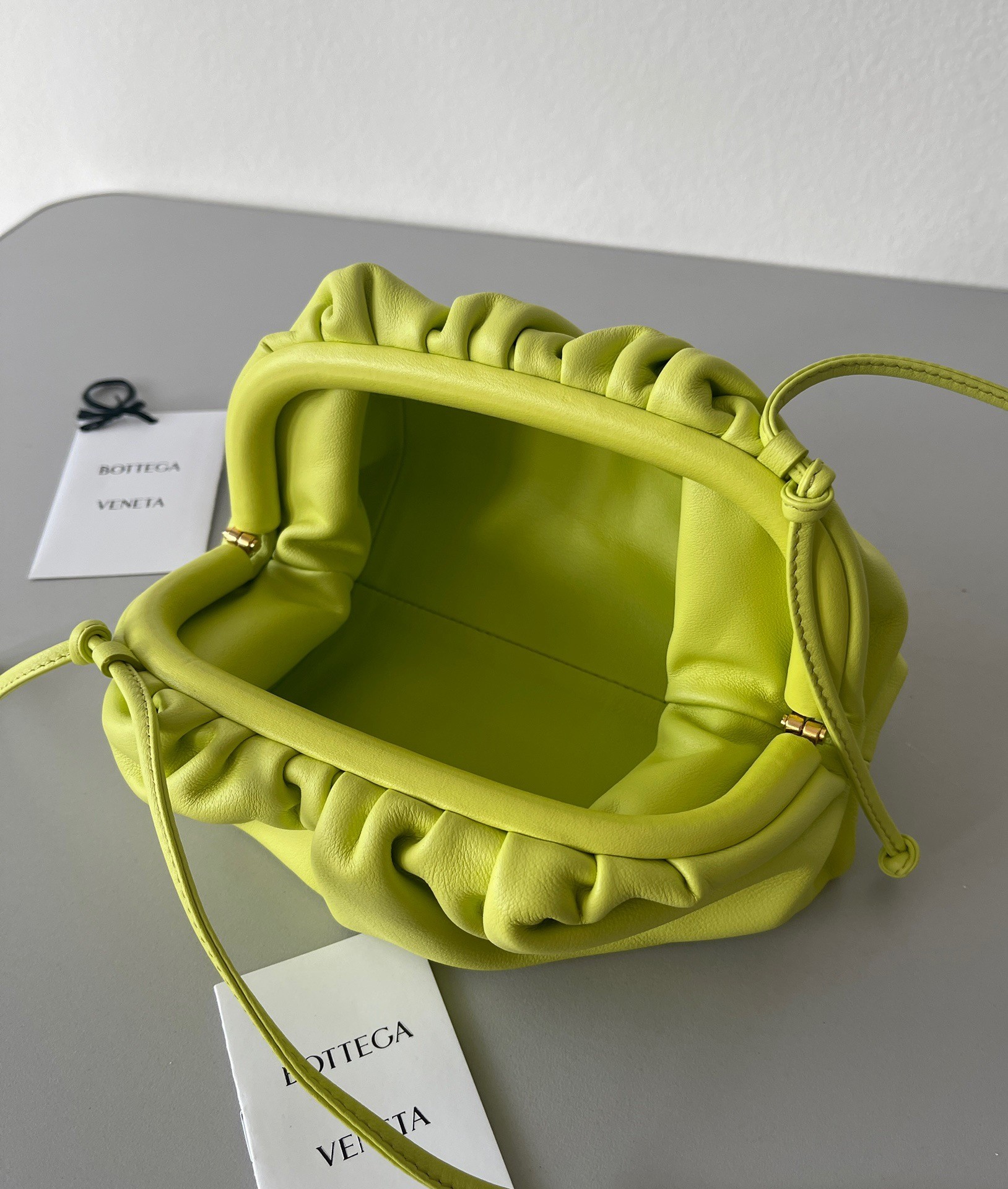 Bottega Veneta Mini Pouch Bag In Kiwi Calfskin