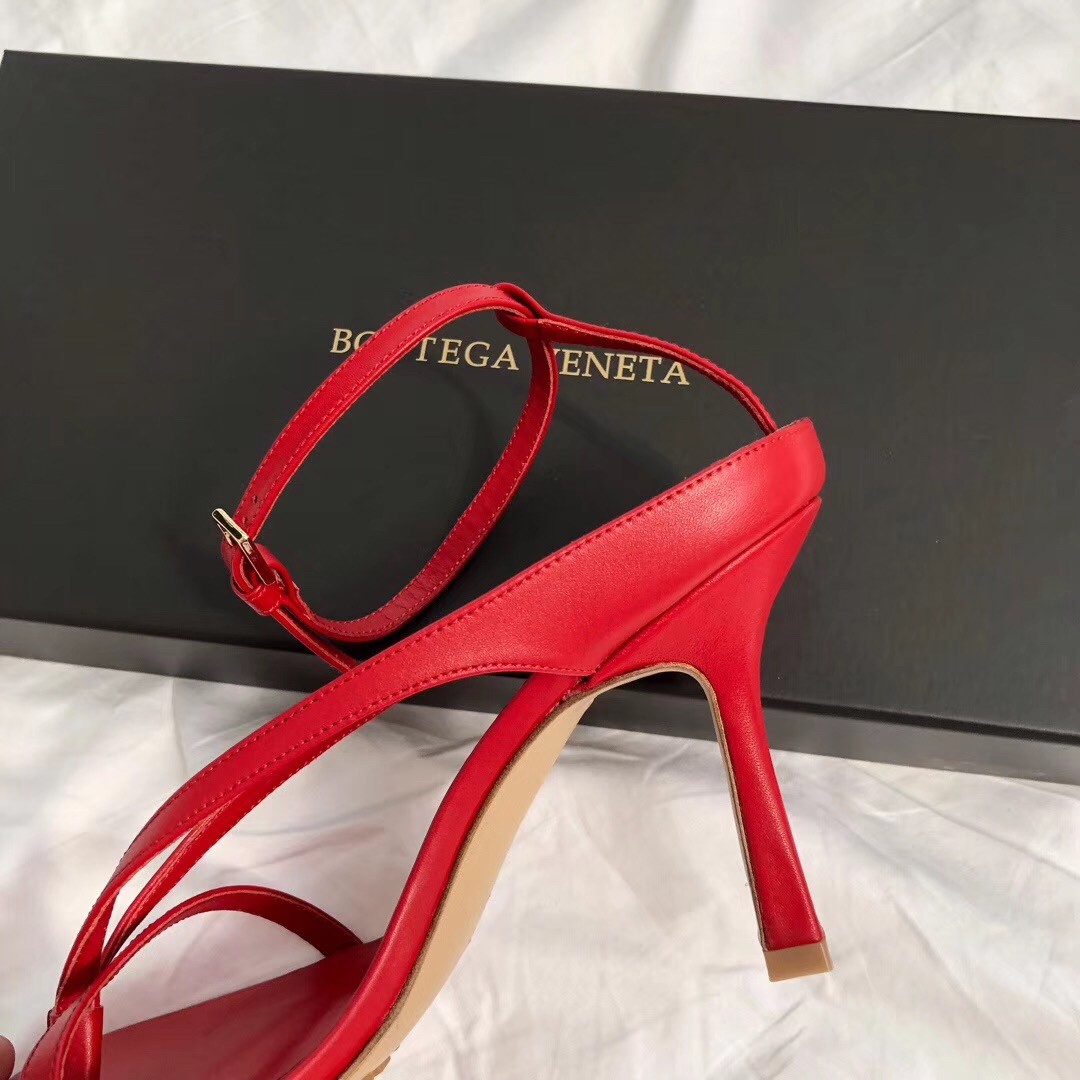 Bottega Veneta Ankle-strap Stretch Sandals In Red Leather