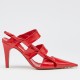 Bottega Veneta BV Point Slingback Sandals In Red Lambskin