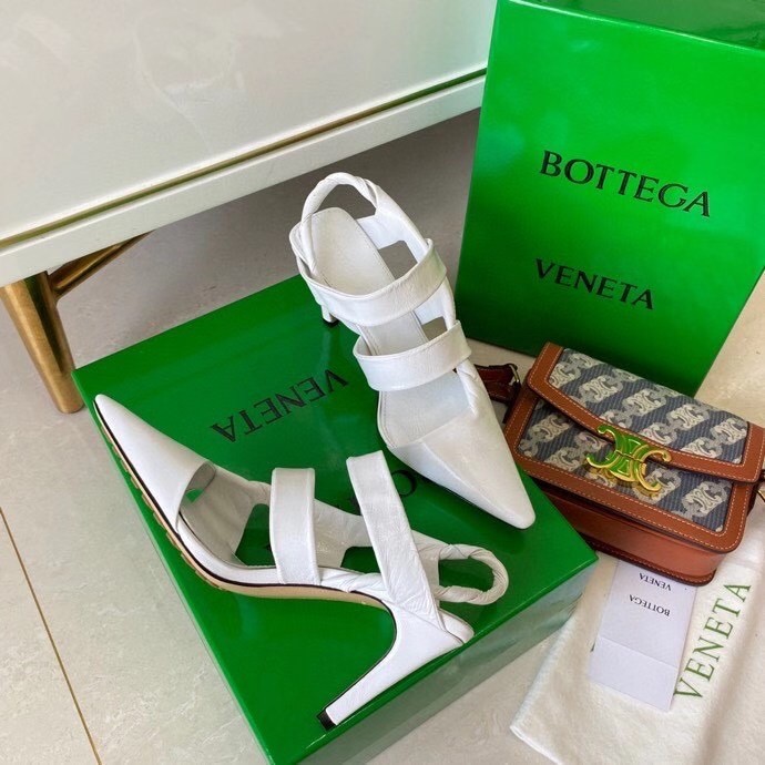 Bottega Veneta BV Point Slingback Sandals In White Lambskin