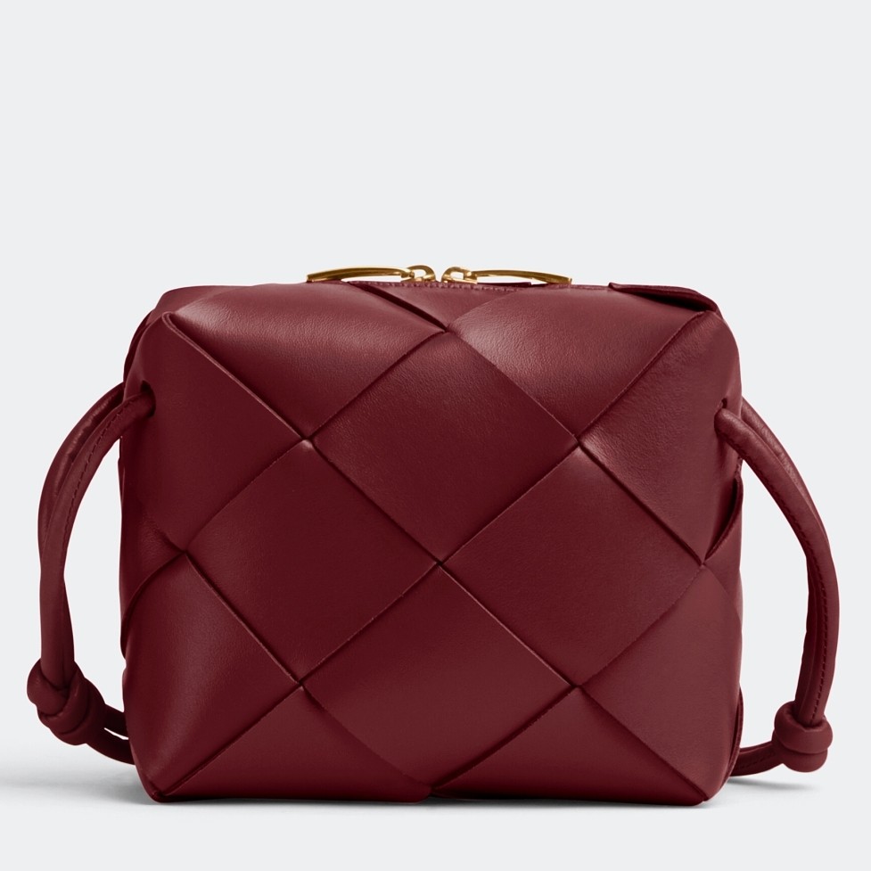 Bottega Veneta Mini Cassette Camera Bag In Bordeaux Lambskin