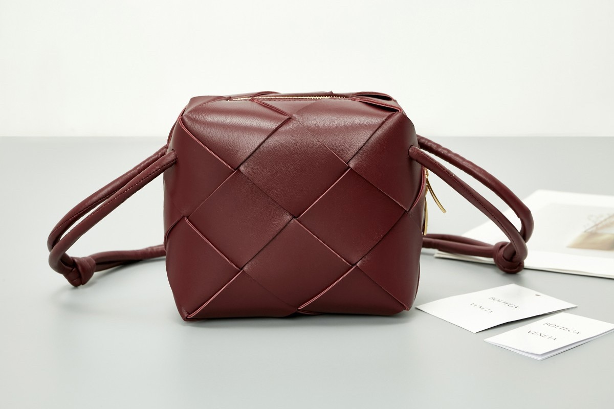 Bottega Veneta Mini Cassette Camera Bag In Bordeaux Lambskin