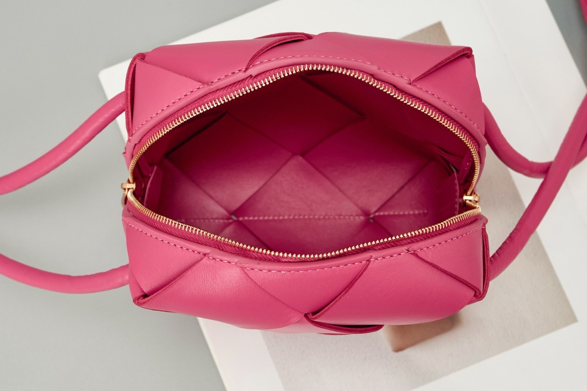 Bottega Veneta Mini Cassette Camera Bag In Cranberry Lambskin