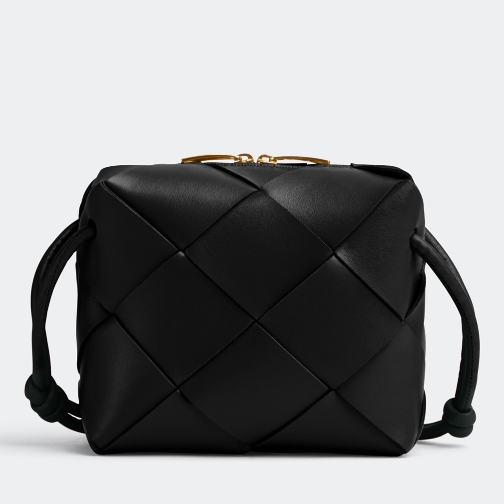 Bottega Veneta Mini Cassette Camera Bag In Black Lambskin