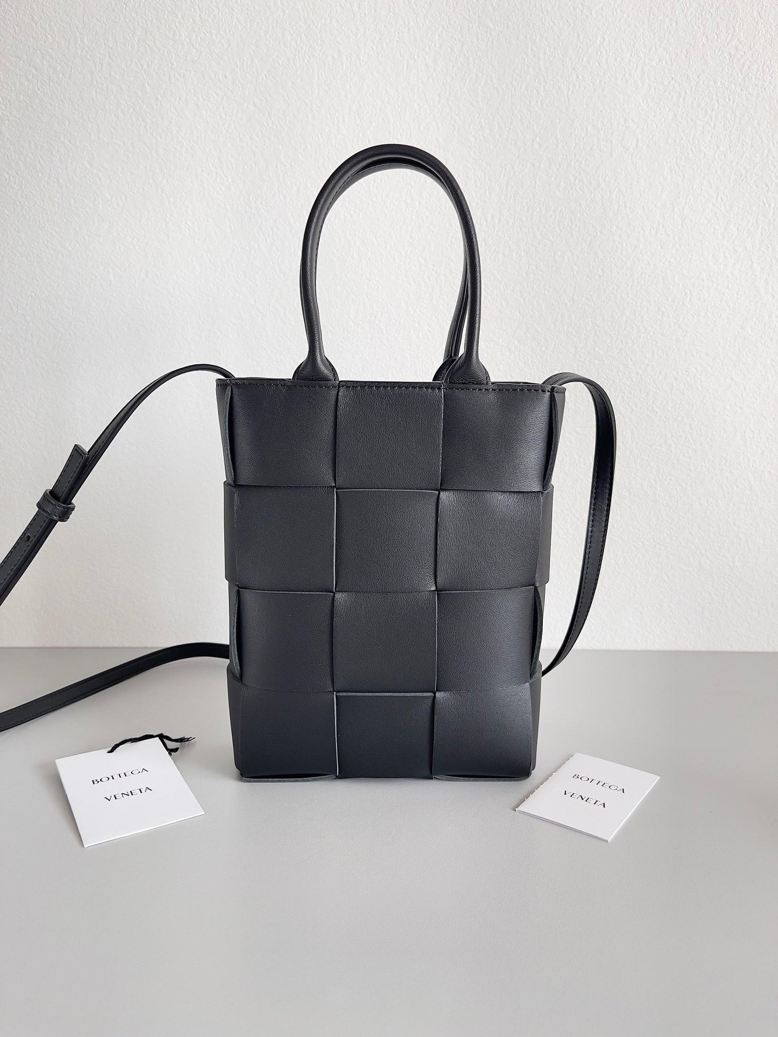 Bottega Veneta Mini Cassette Tote Bag In Black Lambskin