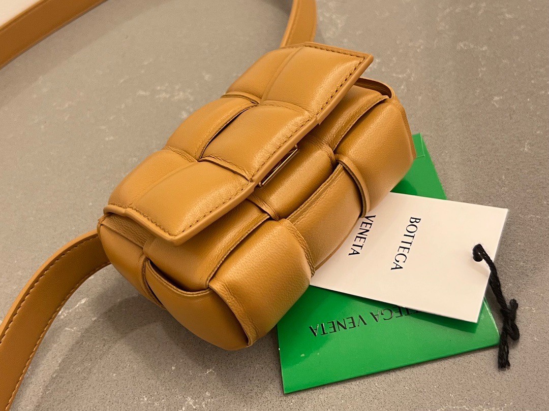 Bottega Veneta Candy Padded Cassette Bag In Camel Lambskin