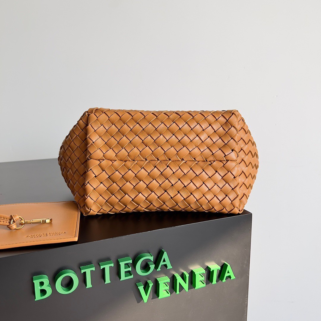 Bottega Veneta Cabat Mini Bag In Caramel Intrecciato Lambskin