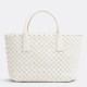 Bottega Veneta Cabat Mini Bag In White Intrecciato Lambskin