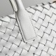 Bottega Veneta Cabat Mini Bag In White Intrecciato Lambskin