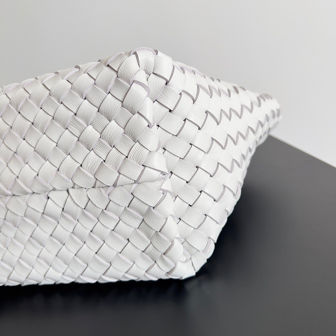 Bottega Veneta Cabat Mini Bag In White Intrecciato Lambskin