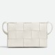 Bottega Veneta Small Cassette Bag In White Intrecciato Lambskin