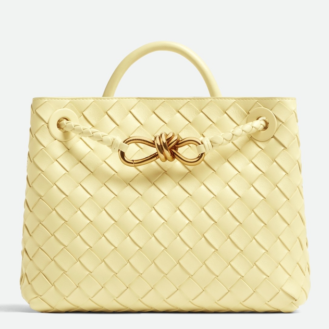 Bottega Veneta Medium Andiamo Bag In Ice Cream Intrecciato Lambskin