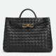 Bottega Veneta Medium Andiamo Bag In Black Intrecciato Lambskin