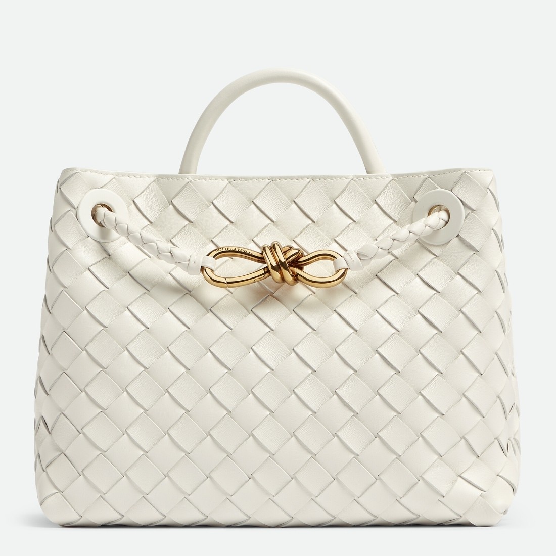 Bottega Veneta Medium Andiamo Bag In White Intrecciato Lambskin