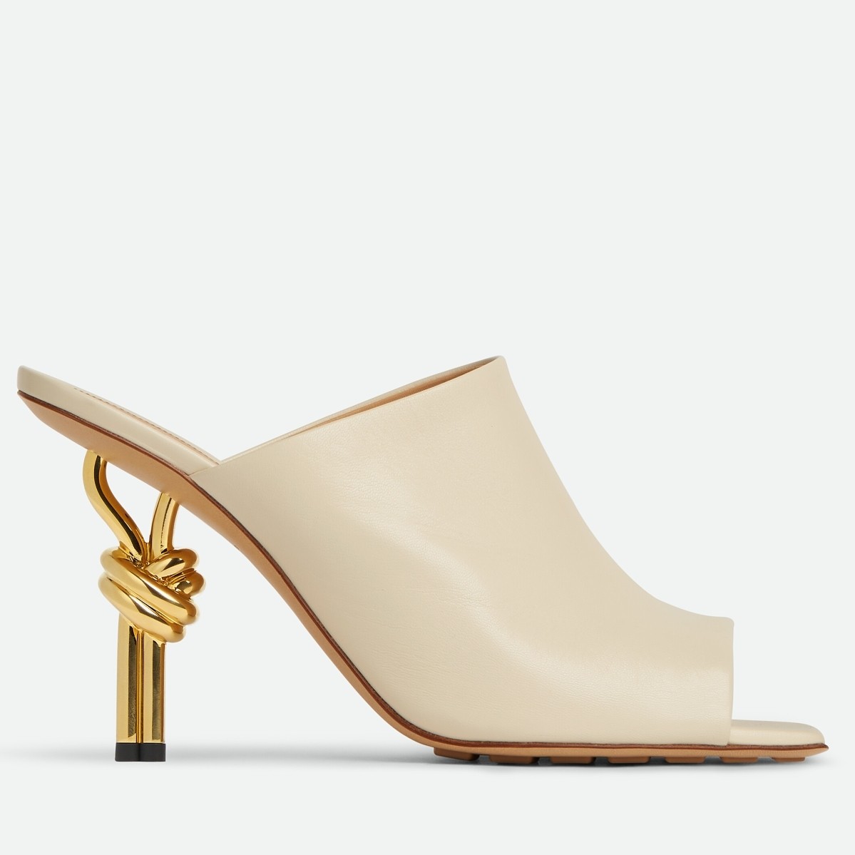 Bottega Veneta Knot Mules 90mm In White Lambskin